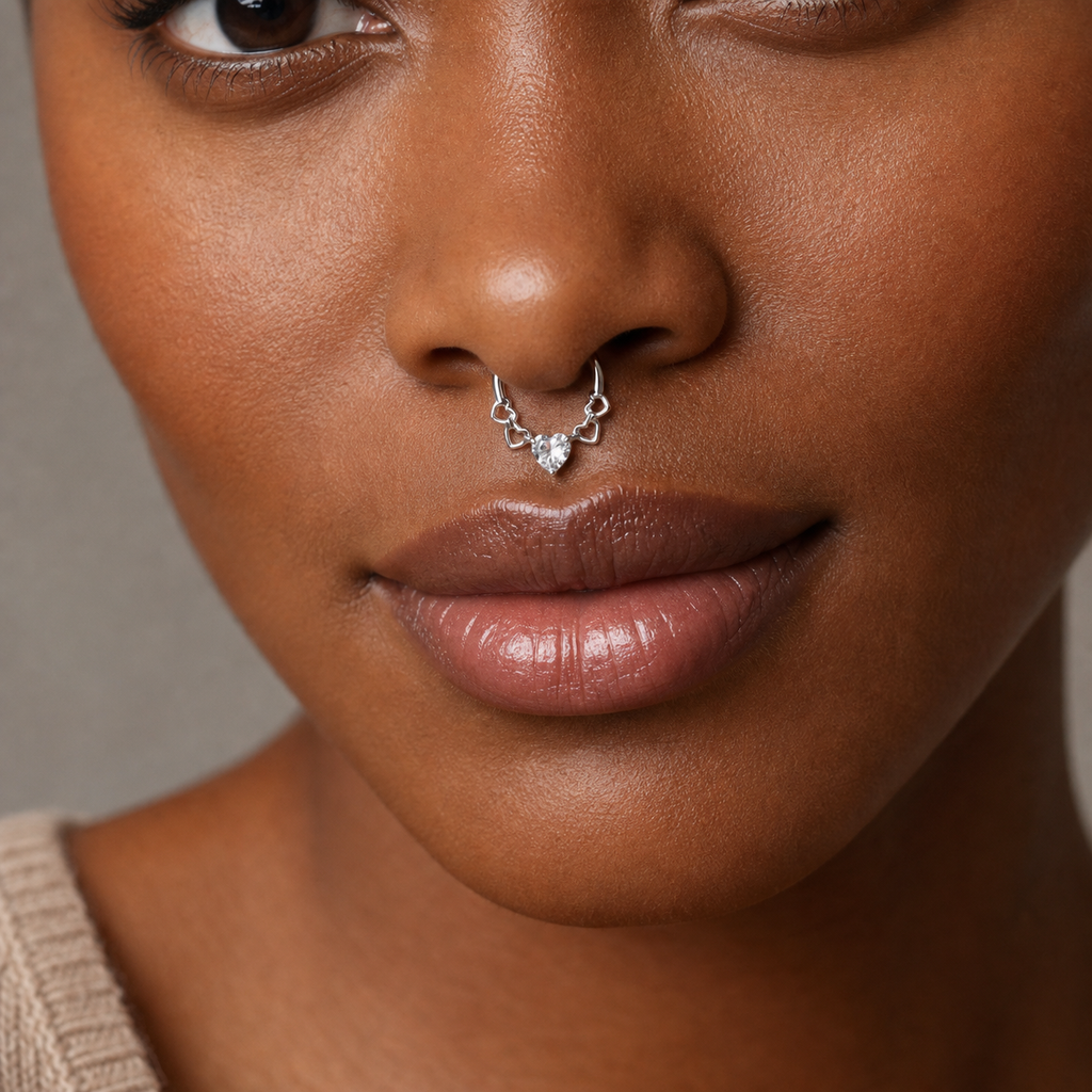 Clear CZ ASTM F136 Titanium Segment Ring - Silver, 16G, 1.2 x 8 mm — wearing view two (P-SR-0062-S01)