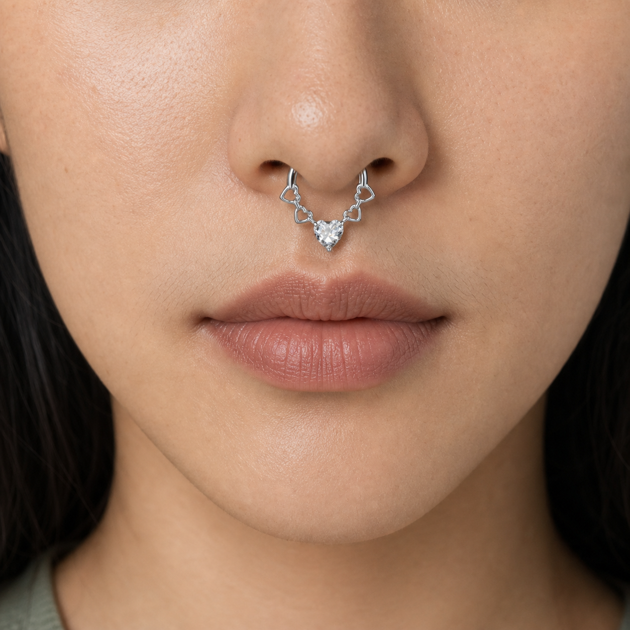 Clear CZ ASTM F136 Titanium Segment Ring - Silver, 16G, 1.2 x 8 mm — styled flat lay (P-SR-0062-S01)