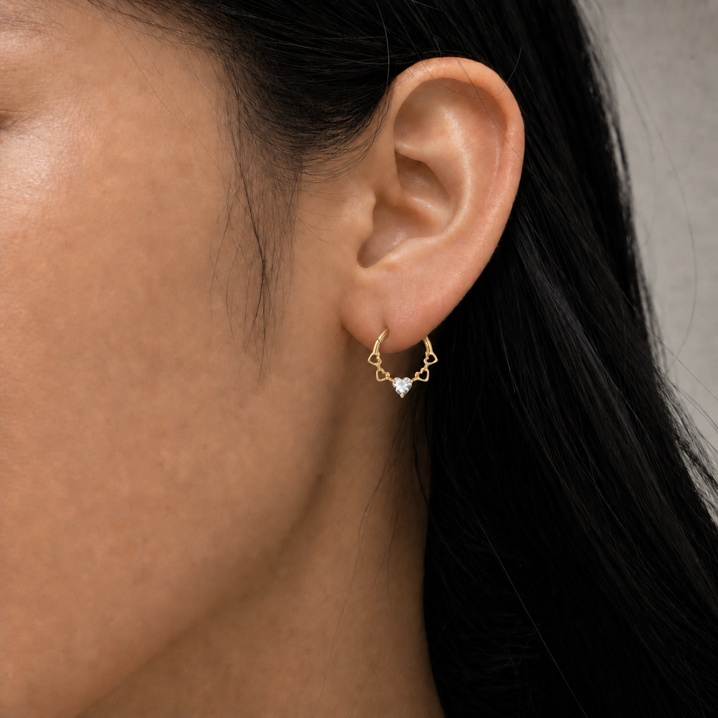 Clear CZ ASTM F136 Titanium Segment Ring - Gold, 16G, 1.2 x 8 mm — wearing view four (P-SR-0063-G01)