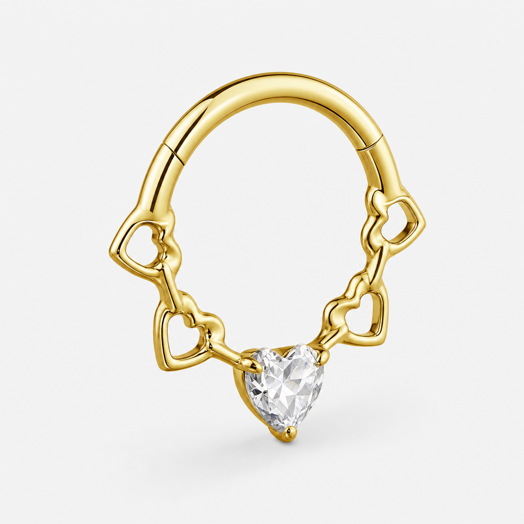 Clear CZ ASTM F136 Titanium Segment Ring - Gold, 16G, 1.2 x 8 mm — product detail views (P-SR-0063-G01)