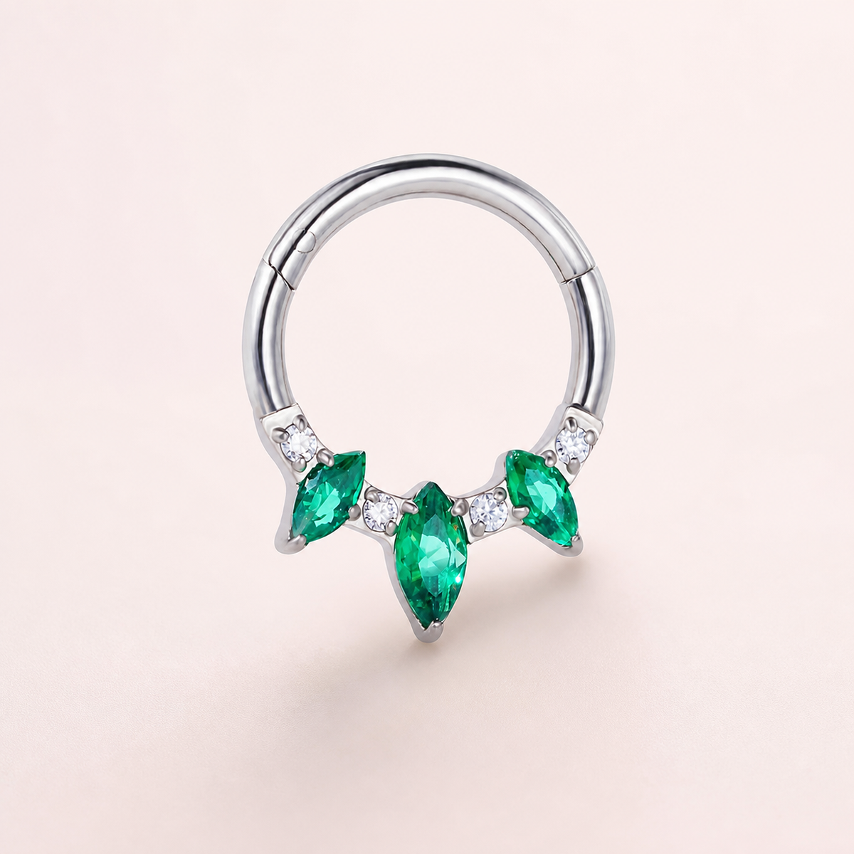Green ASTM F136 Titanium Segment Ring - Silver, 16G, 1.2 x 8 mm — primary product image (P-SR-0066-S01)