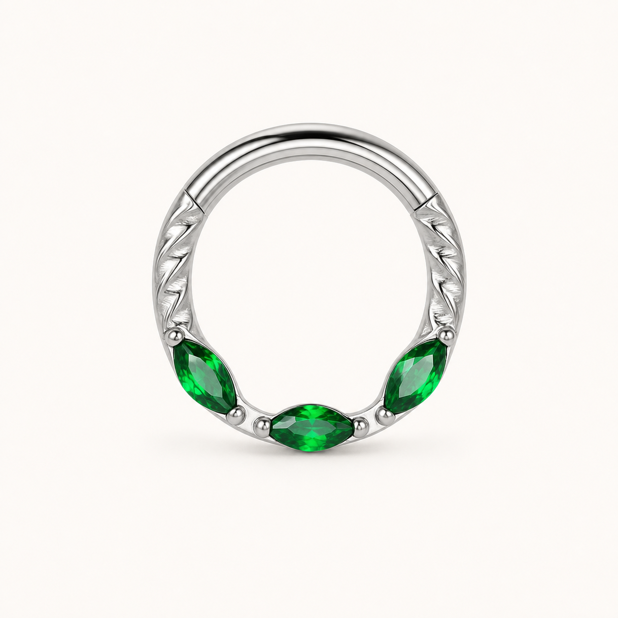 Green ASTM F136 Titanium Segment Ring - Silver, 16G, 1.2 x 8 mm — primary product image (P-SR-0068-S01)