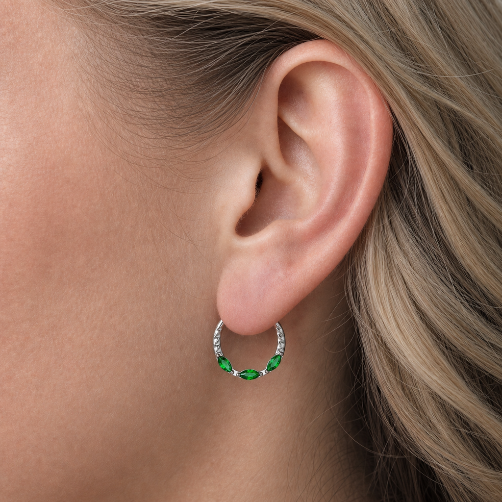 Green ASTM F136 Titanium Segment Ring - Silver, 16G, 1.2 x 8 mm — wearing view two (P-SR-0068-S01)