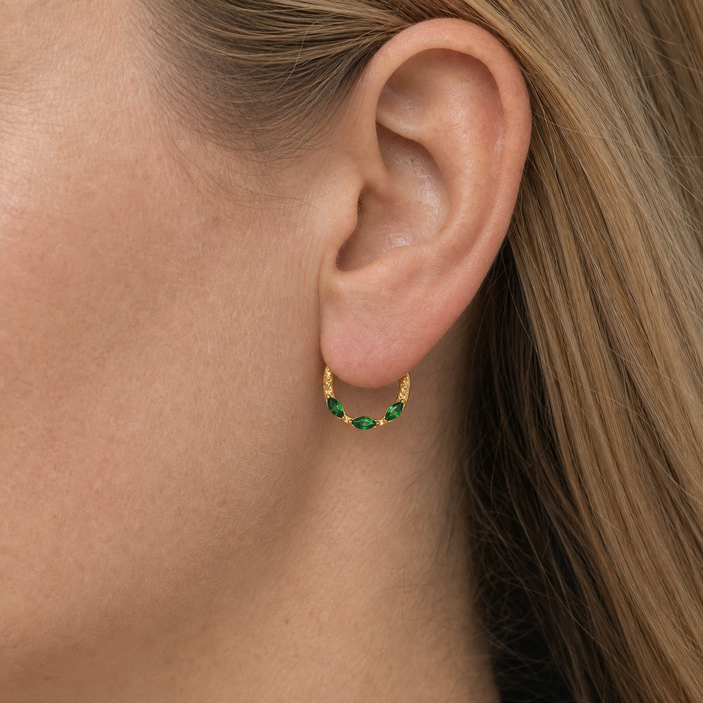 Green ASTM F136 Titanium Segment Ring - Gold, 16G, 1.2 x 8 mm — wearing view two (P-SR-0069-G01)