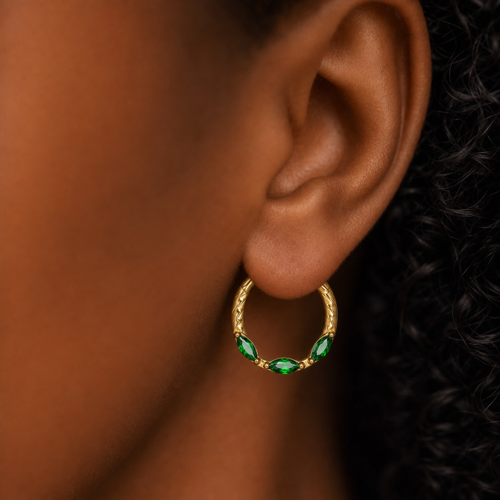 Green ASTM F136 Titanium Segment Ring - Gold, 16G, 1.2 x 8 mm — wearing view three (P-SR-0069-G01)