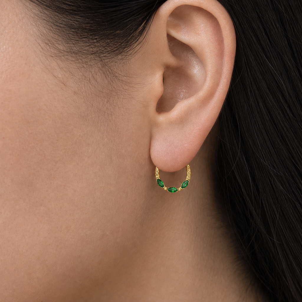 Green ASTM F136 Titanium Segment Ring - Gold, 16G, 1.2 x 8 mm — wearing view four (P-SR-0069-G01)