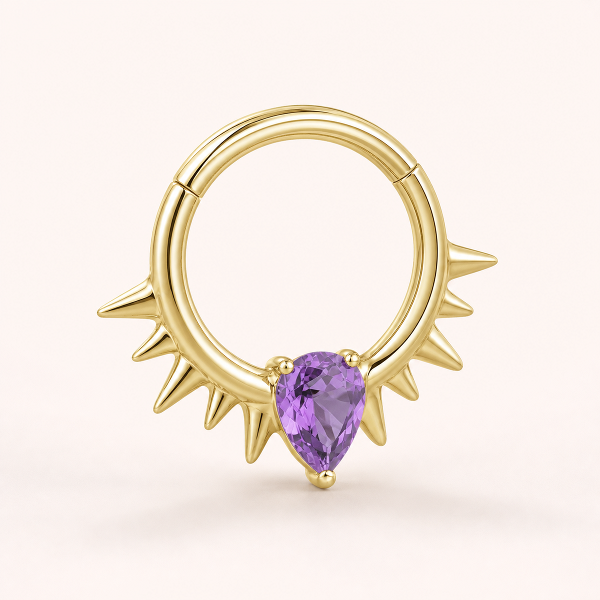 Purple CZ ASTM F136 Titanium Segment Ring - Gold, 16G, 1.2 x 8 mm — primary product image (P-SR-0075-G01)