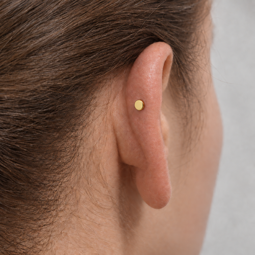 ASTM F136 Titanium Piercing Part - Gold, Threadless, 16G, 1.2 x 6+4 mm — wearing view one (P-PT-0021-G01)