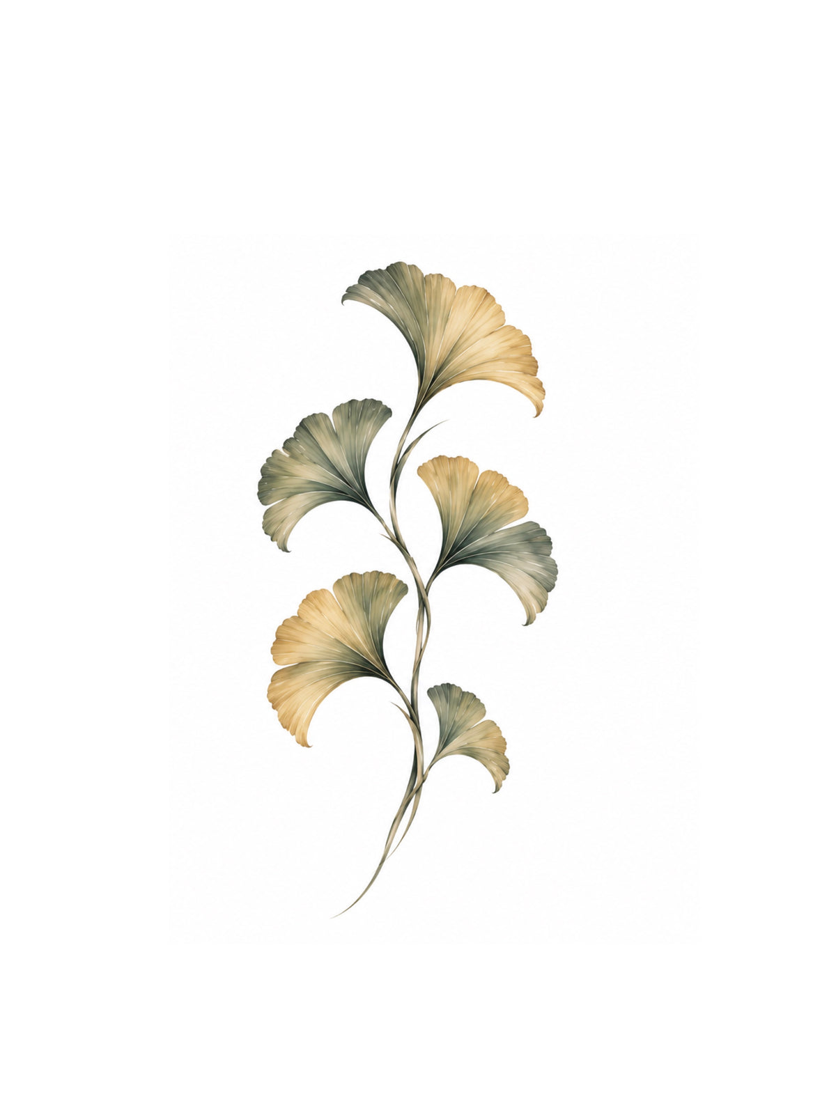 Golden Ginkgo flash tattoo artwork by Element, 5–8 inches