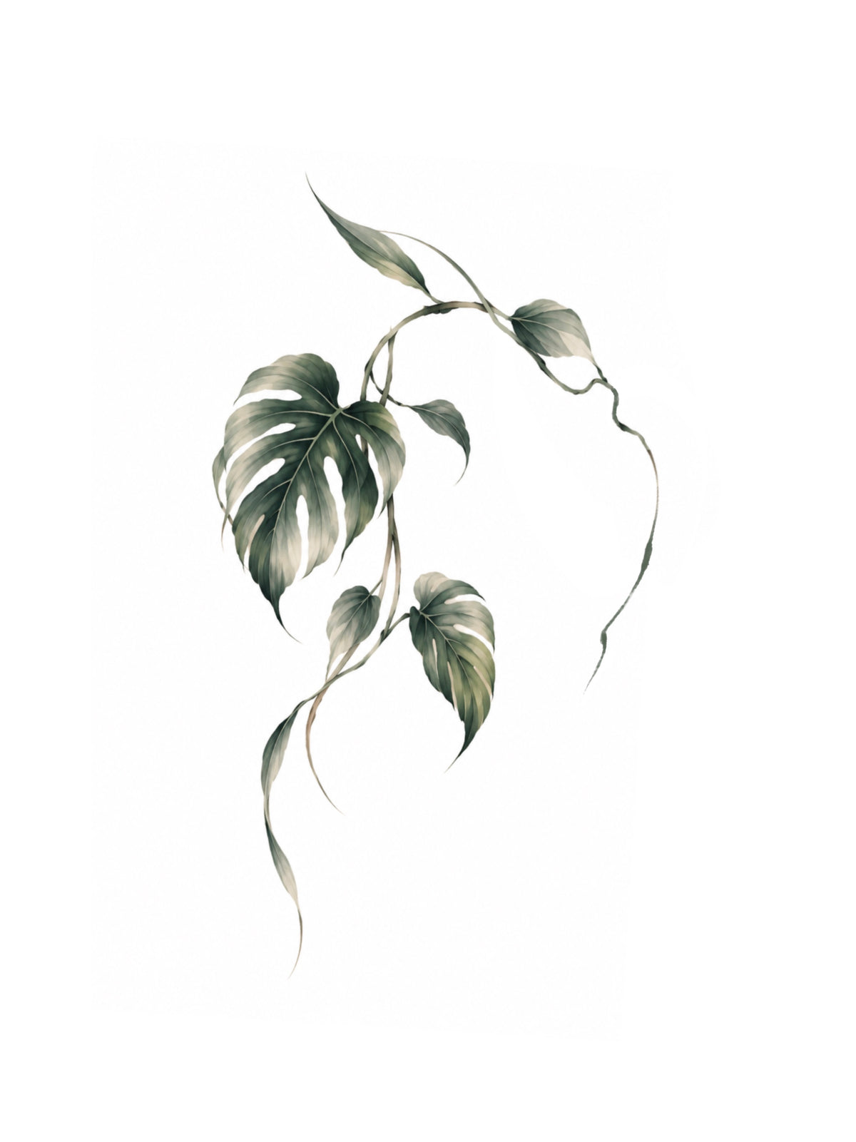 Monstera Vine flash tattoo artwork by Element, 5–8 inches