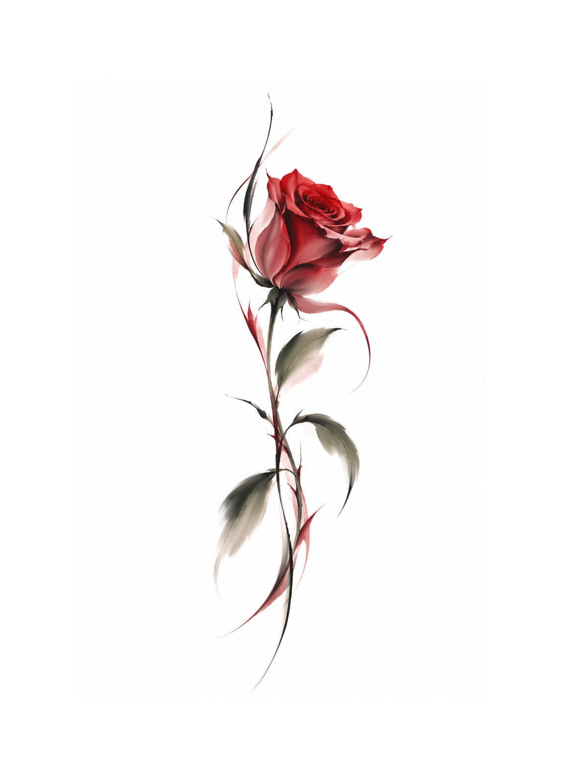 Red Rose flash tattoo artwork by Element, 5–8 inches