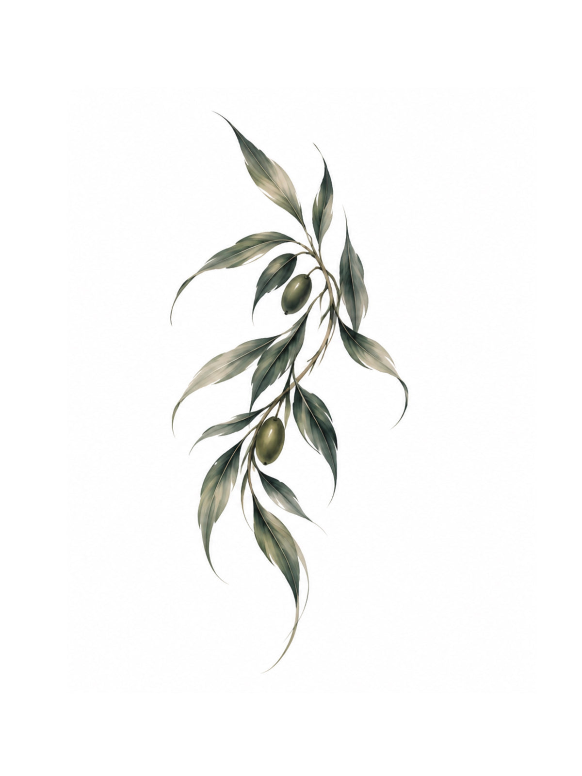Olive Branch flash tattoo artwork by Element, 5–8 inches