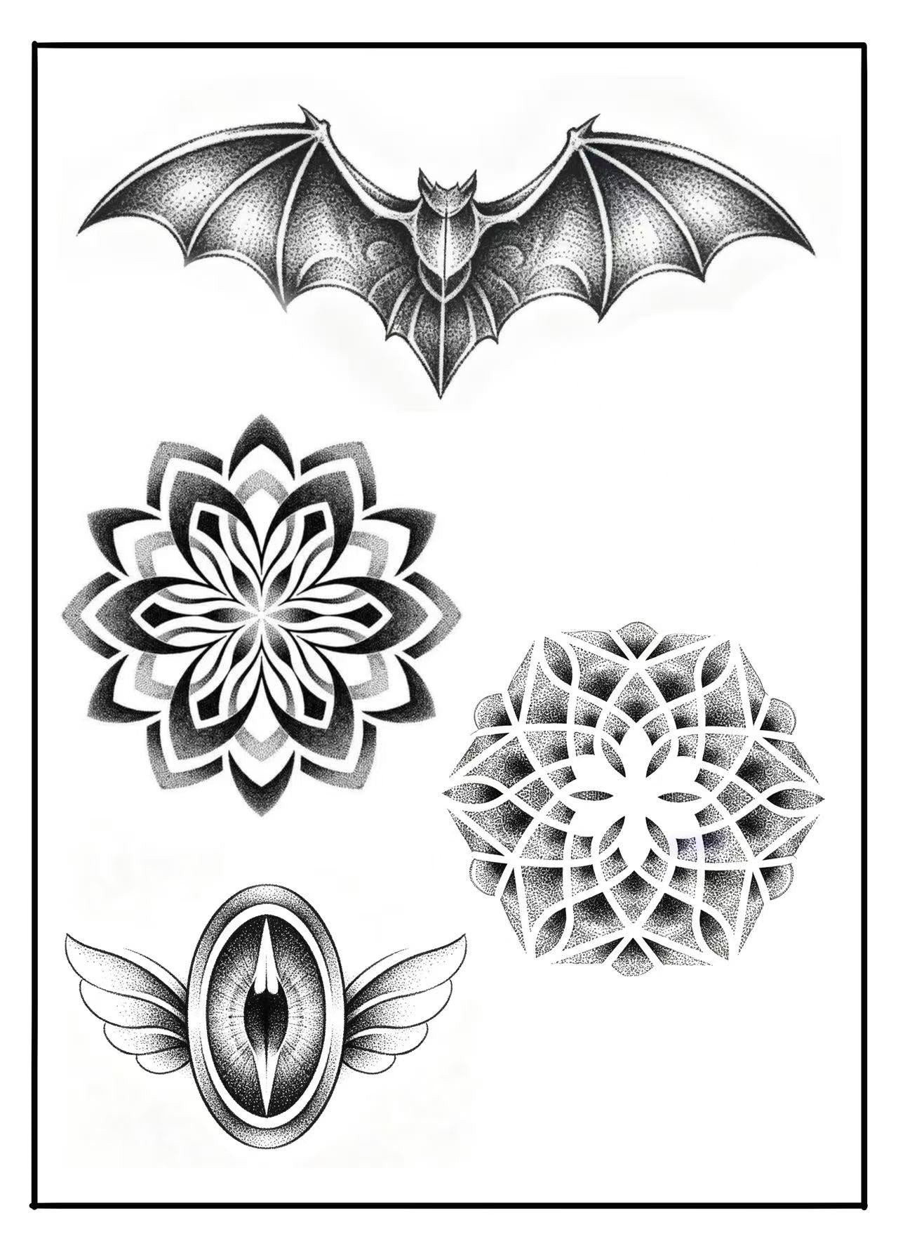 Mystic geometric flash tattoo designs by Eric