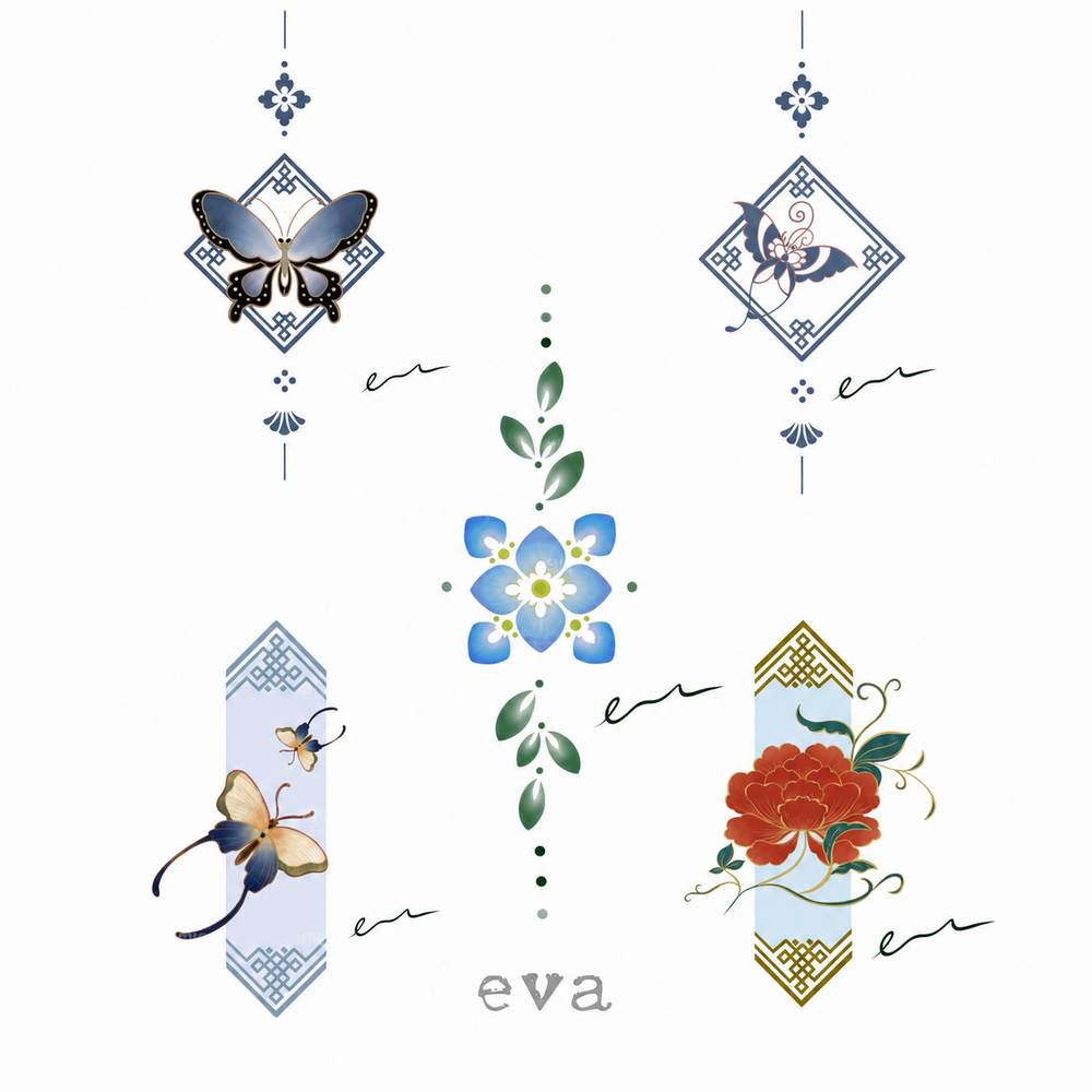 Botanical Butterflies — Eva Flash Sheet — enlarged artwork