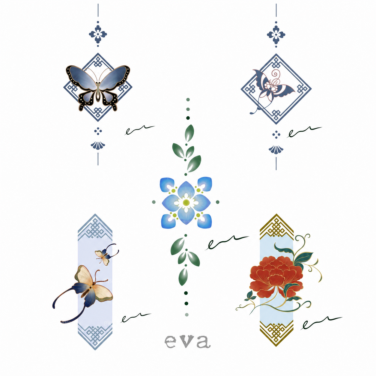 Botanical Butterflies — Eva Flash Sheet — enlarged artwork