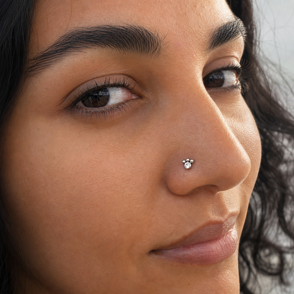 [TOPOSH-ROLE-ORDER-CLEANUP-20260717-BATCH11:TP-NS-L-SIL-20G7-CLCZ-036:04] Trinity Clear CZ Titanium L-Bend Nose Stud – Silver | 04_model_asian