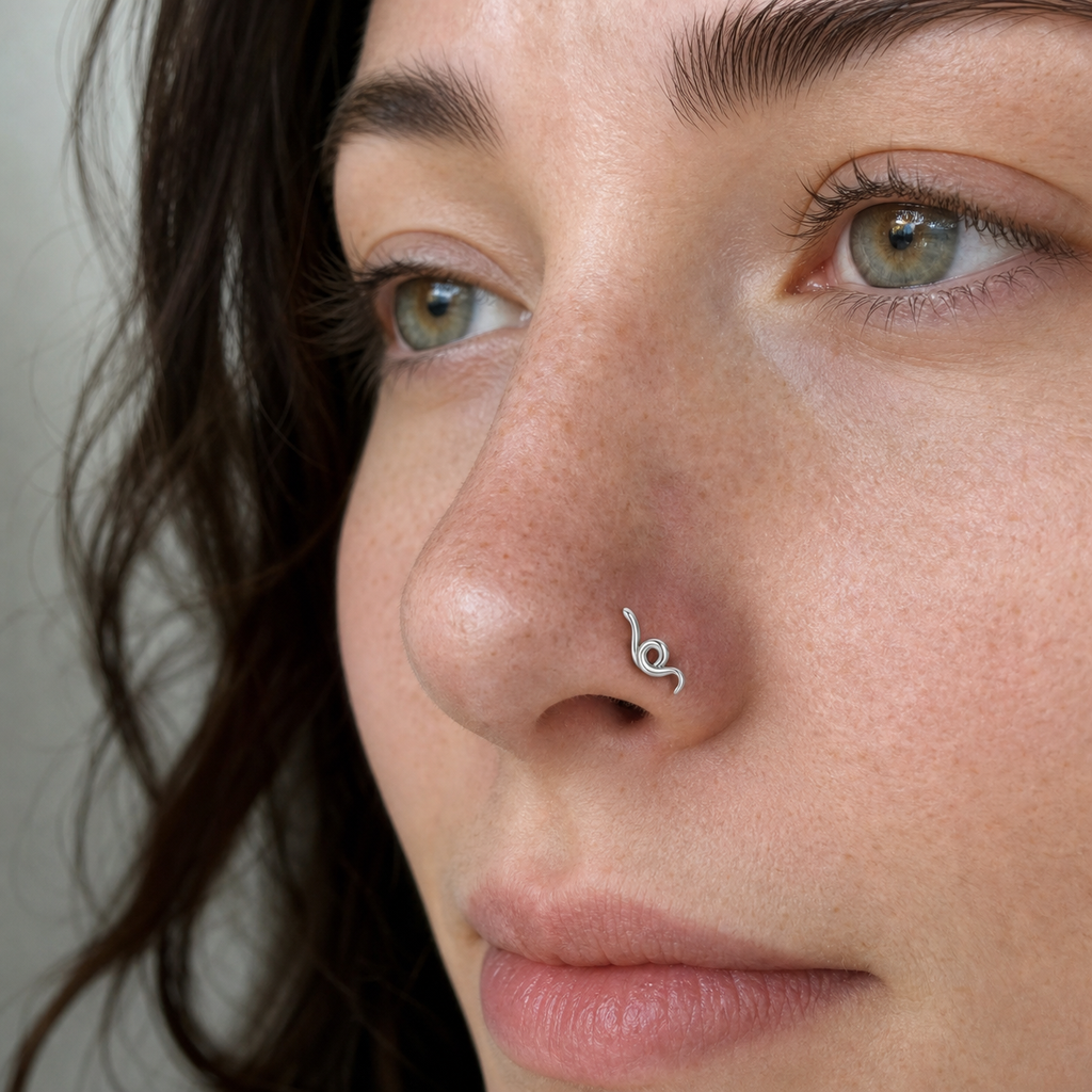 [TOPOSH-ROLE-ORDER-CLEANUP-20260717-BATCH10:TP-NS-L-SIL-20G7-PLN-001-NS016:02] Swirl Titanium L-Bend Nose Stud – Silver | 02_model_white