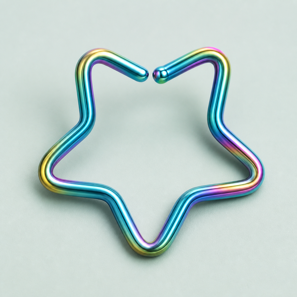 [TOPOSH-ROLE-ORDER-CLEANUP-20260717-BATCH12:TP-NS-RB-20G8-PLN-009:01] Star Charm Titanium Nose Hoop – Rainbow | 01_primary_product_bg