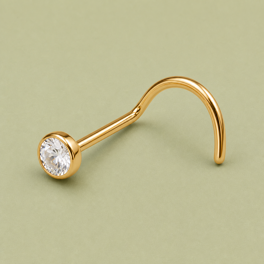 [TOPOSH-ROLE-ORDER-CLEANUP-20260717-BATCH14:TP-NS-S-GD-18G6-T3-CLCZ-034:05] Clear CZ Titanium Nose Screw – Gold, 6+3mm | 05_product_angles