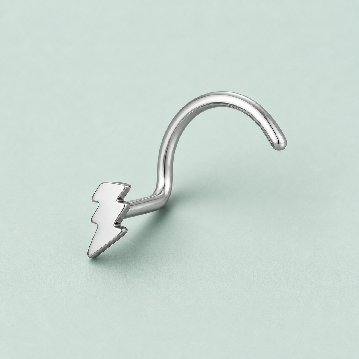 [TOPOSH-ROLE-ORDER-CLEANUP-20260717-BATCH15:TP-NS-S-SIL-0.8-PLN-062:01] Lightning Bolt Titanium Nose Screw – Silver | 01_primary_product_bg