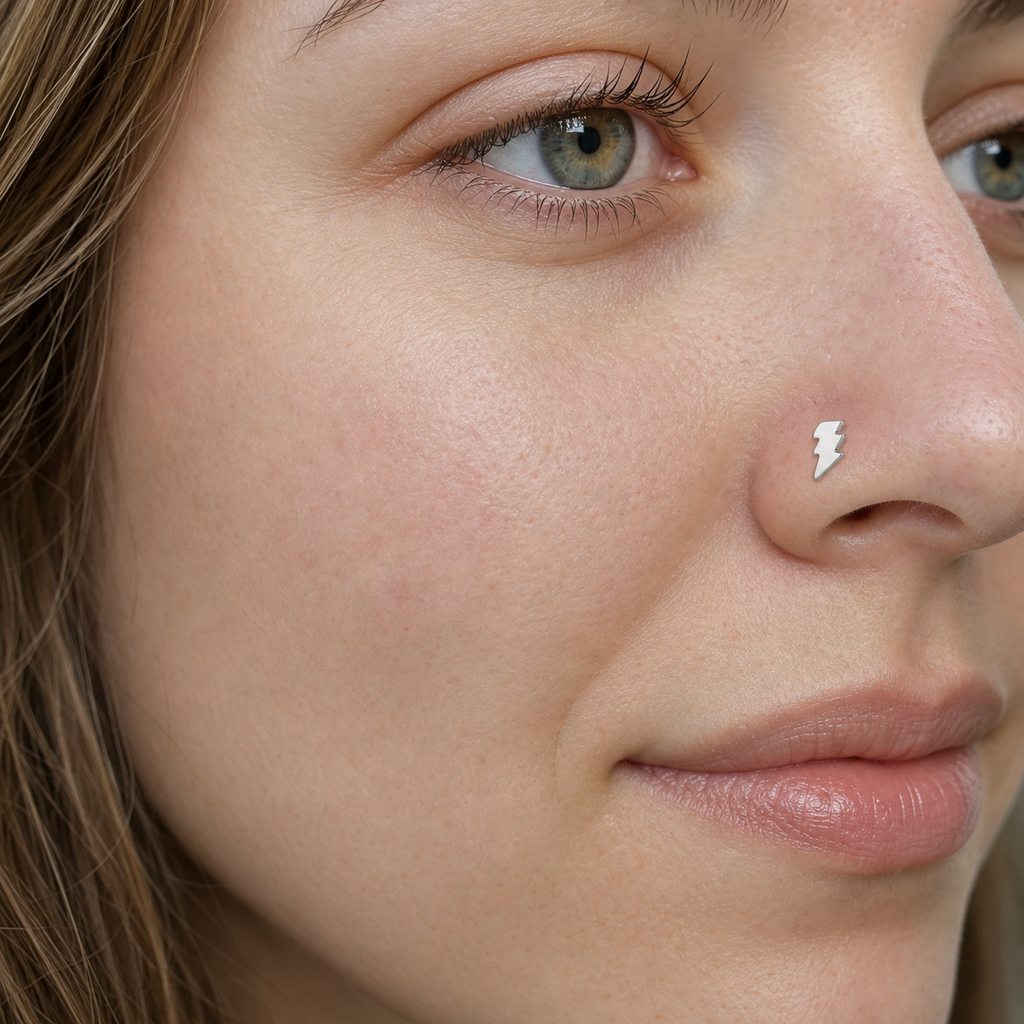 [TOPOSH-ROLE-ORDER-CLEANUP-20260717-BATCH15:TP-NS-S-SIL-0.8-PLN-062:02] Lightning Bolt Titanium Nose Screw – Silver | 02_model_white