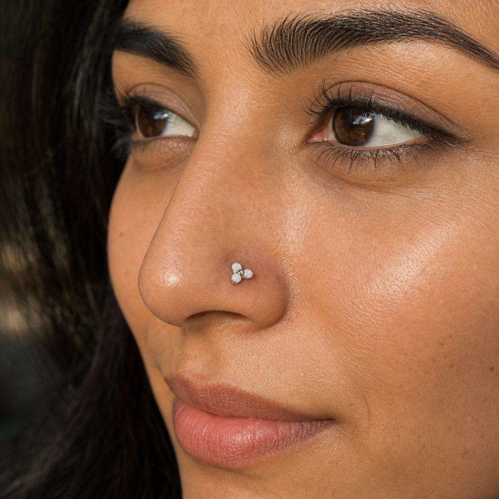 [TOPOSH-ROLE-ORDER-CLEANUP-20260717-BATCH12:TP-NS-SIL-0.8-WOP-053:04] White Opal Titanium Nose Jewelry – Silver | 04_model_asian
