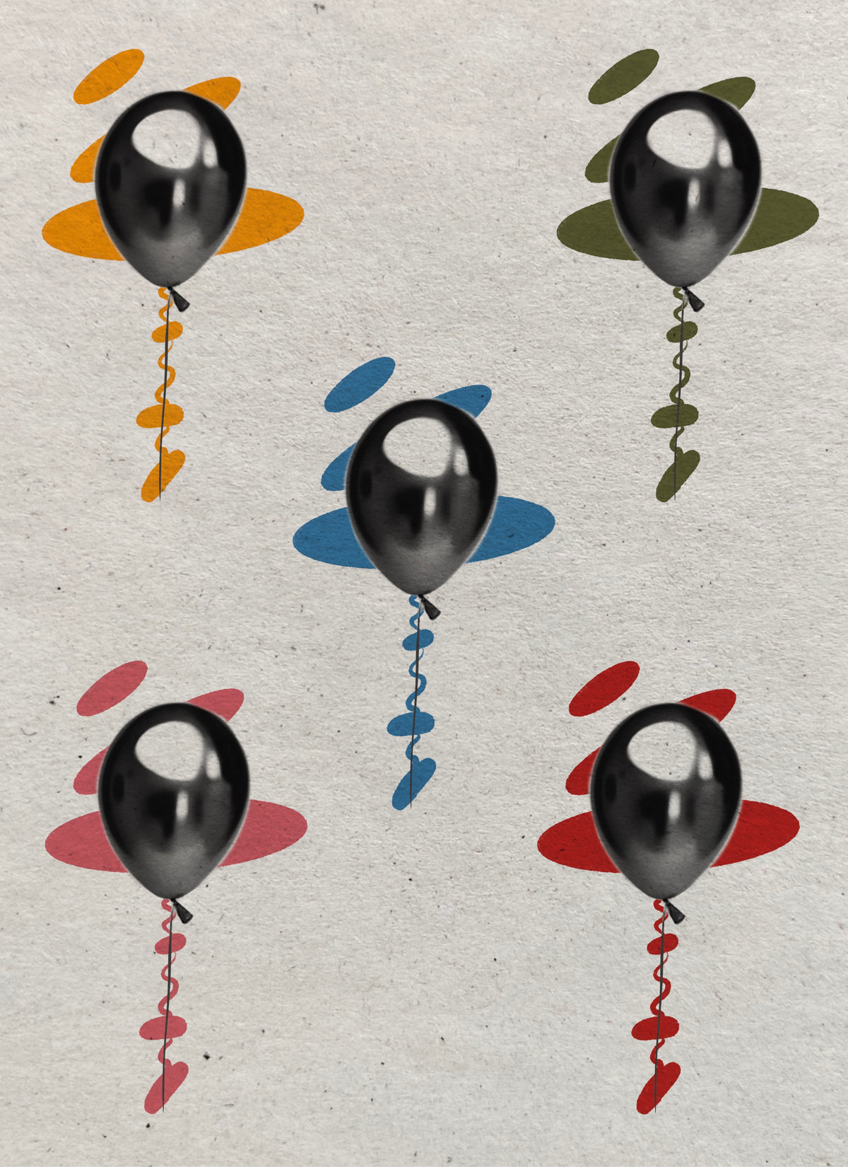 Chrome balloon flash sheet with colorful brushstroke backgrounds by Solin