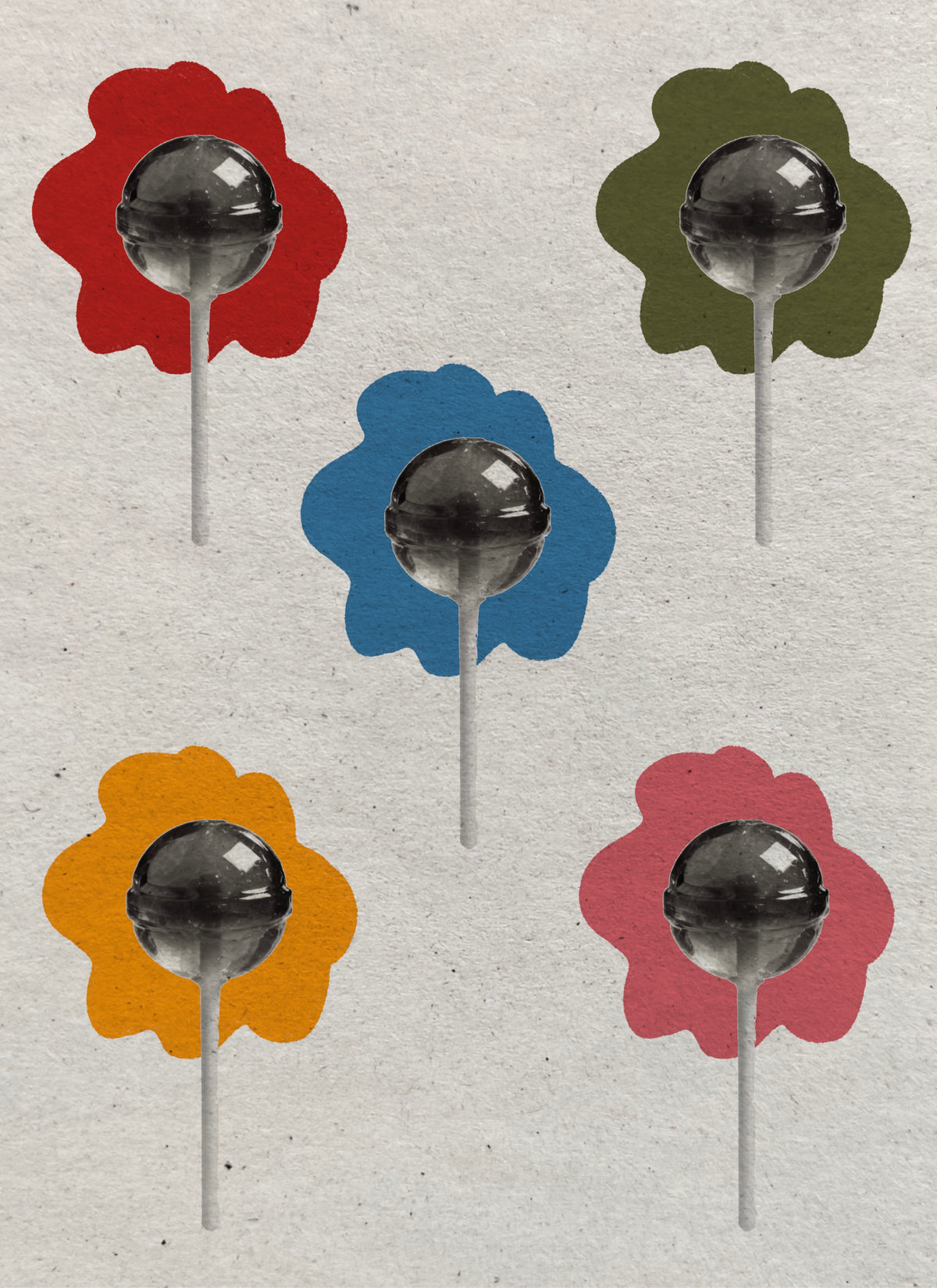 Chrome flower lollipop flash sheet with colorful brushstroke backgrounds by Solin