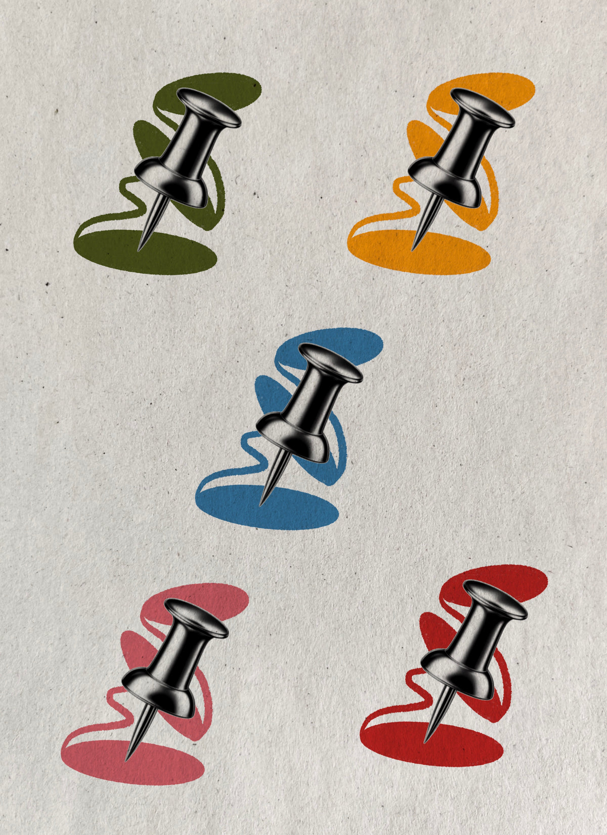 Chrome pushpin flash sheet with colorful brushstroke backgrounds by Solin