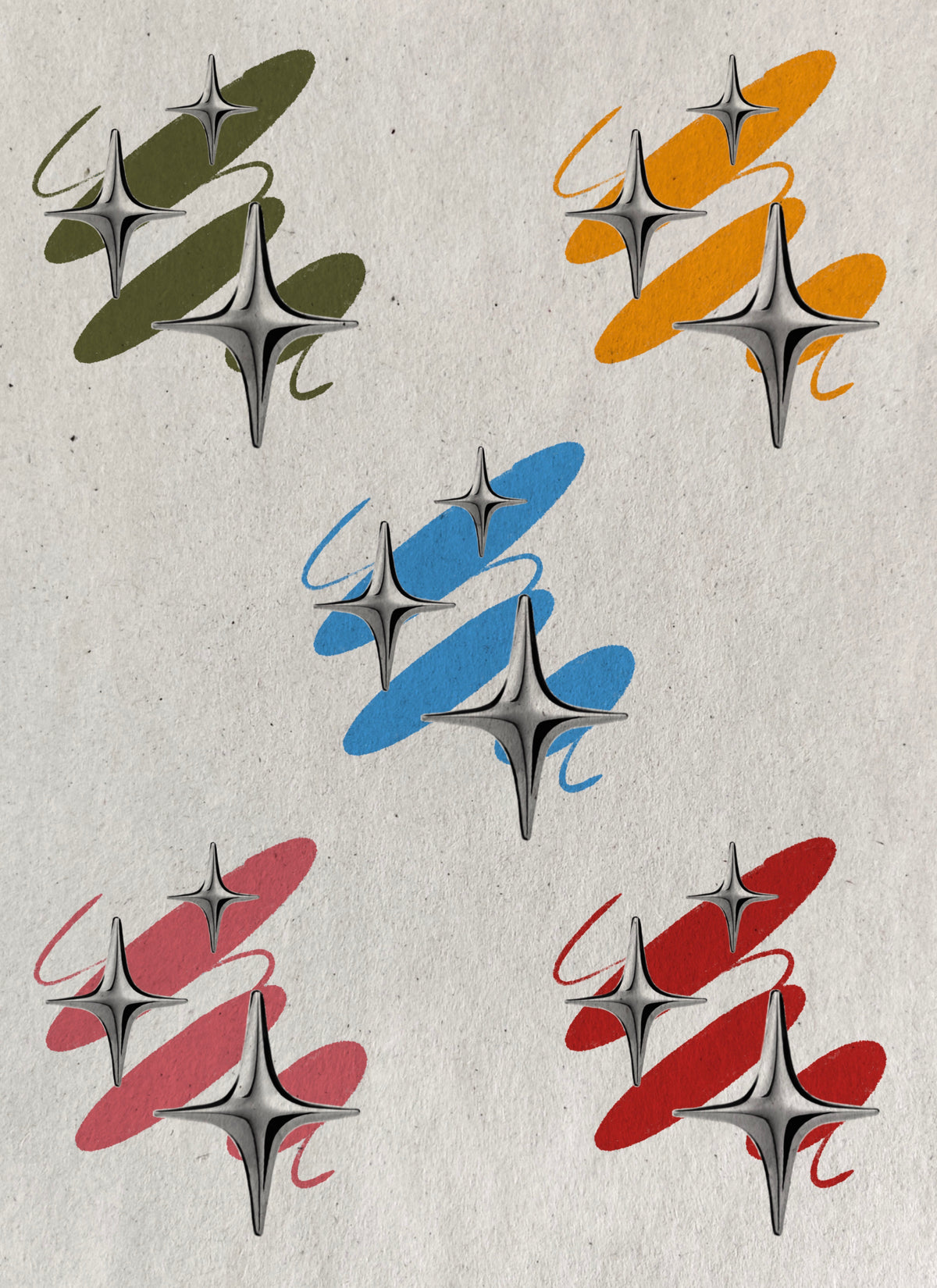 Chrome starburst flash sheet with colorful brushstroke backgrounds by Solin