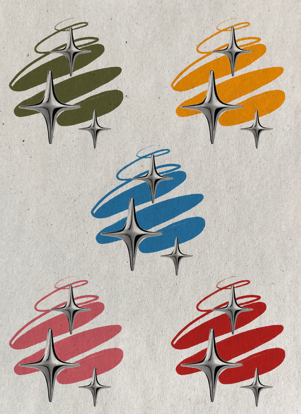 Second chrome starburst flash sheet with colorful brushstroke backgrounds by Solin