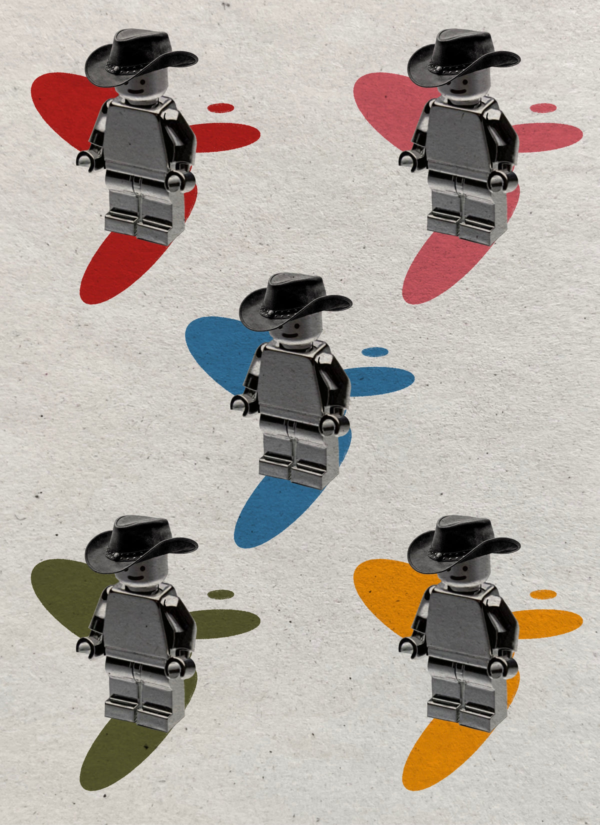 Chrome toy cowboy flash sheet with colorful brushstroke backgrounds by Solin