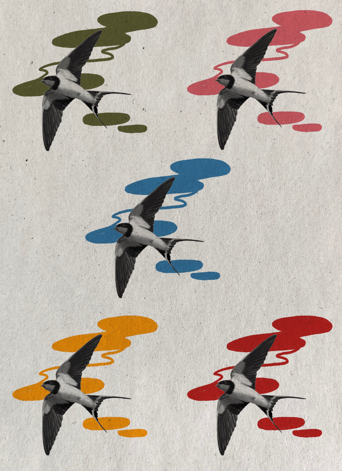 Second flying swallow flash sheet with colorful brushstroke backgrounds by Solin