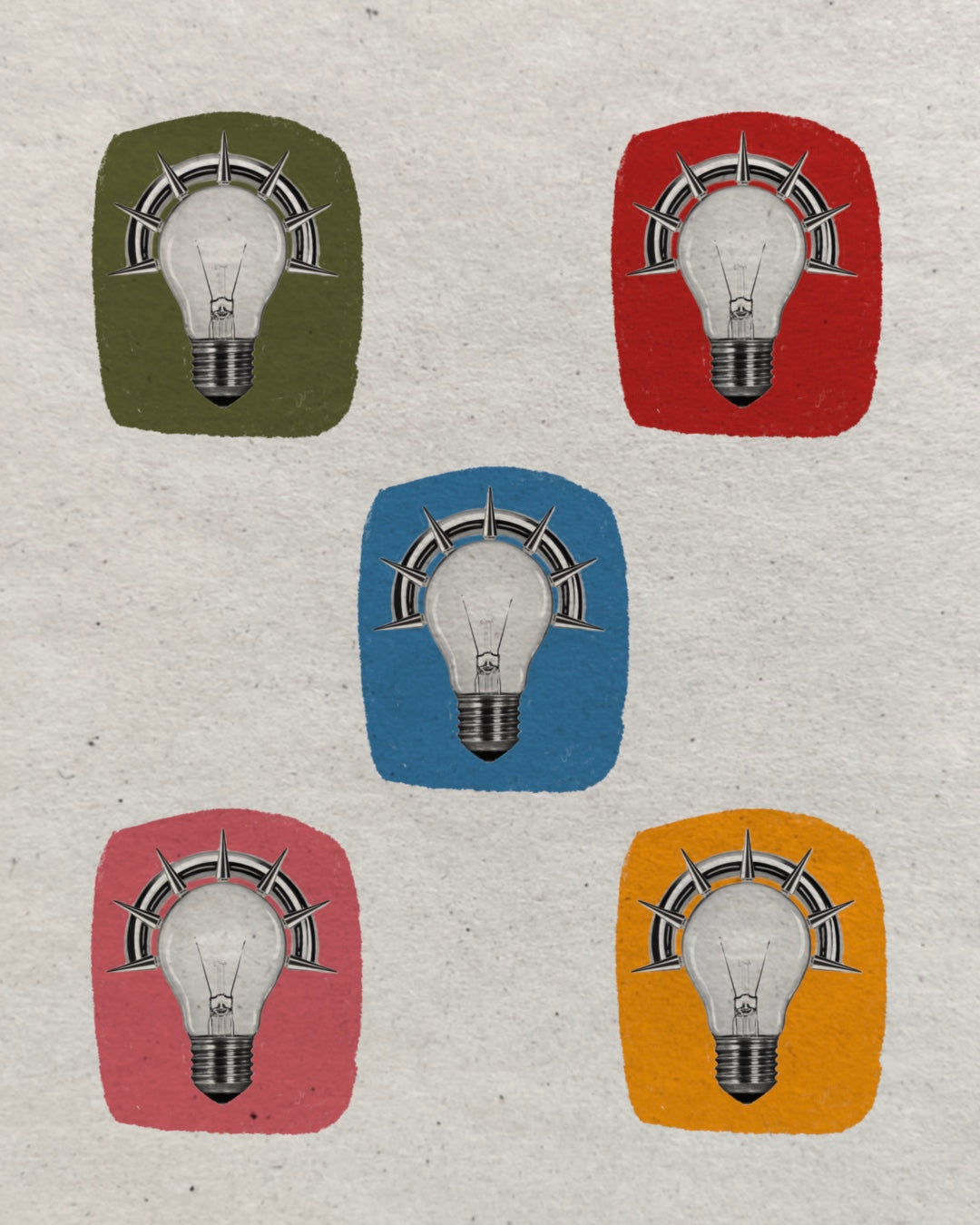 Spiked light bulb flash sheet with colorful brushstroke backgrounds by Solin