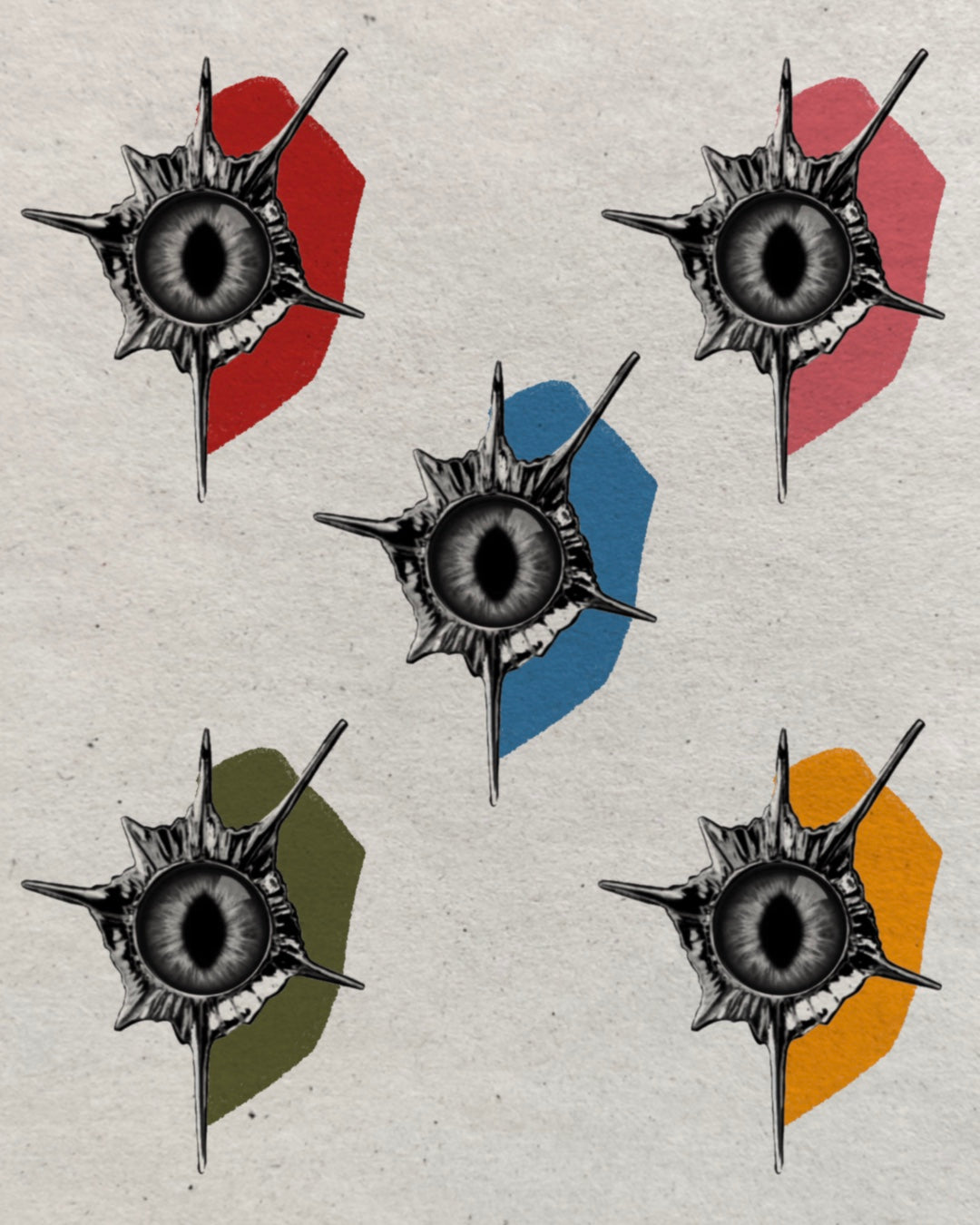 Thorned portal eye flash sheet with colorful brushstroke backgrounds by Solin