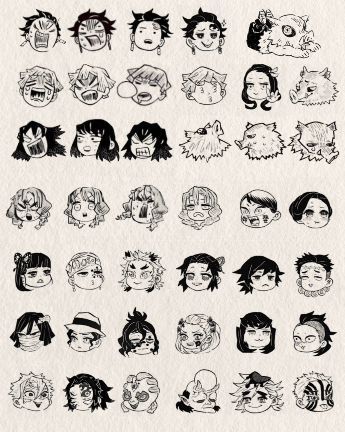 Anime Expressions Flash Sheet flash tattoo artwork by Jesse, 1–1.5 inches per selected design