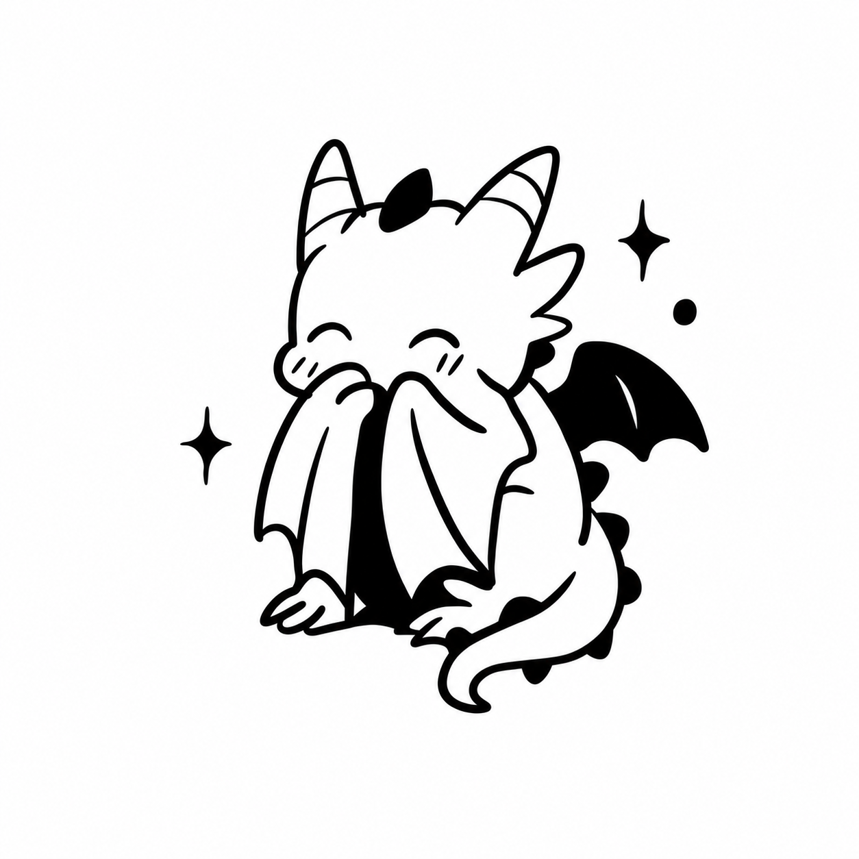 Shy Baby Dragon flash tattoo design by Owen