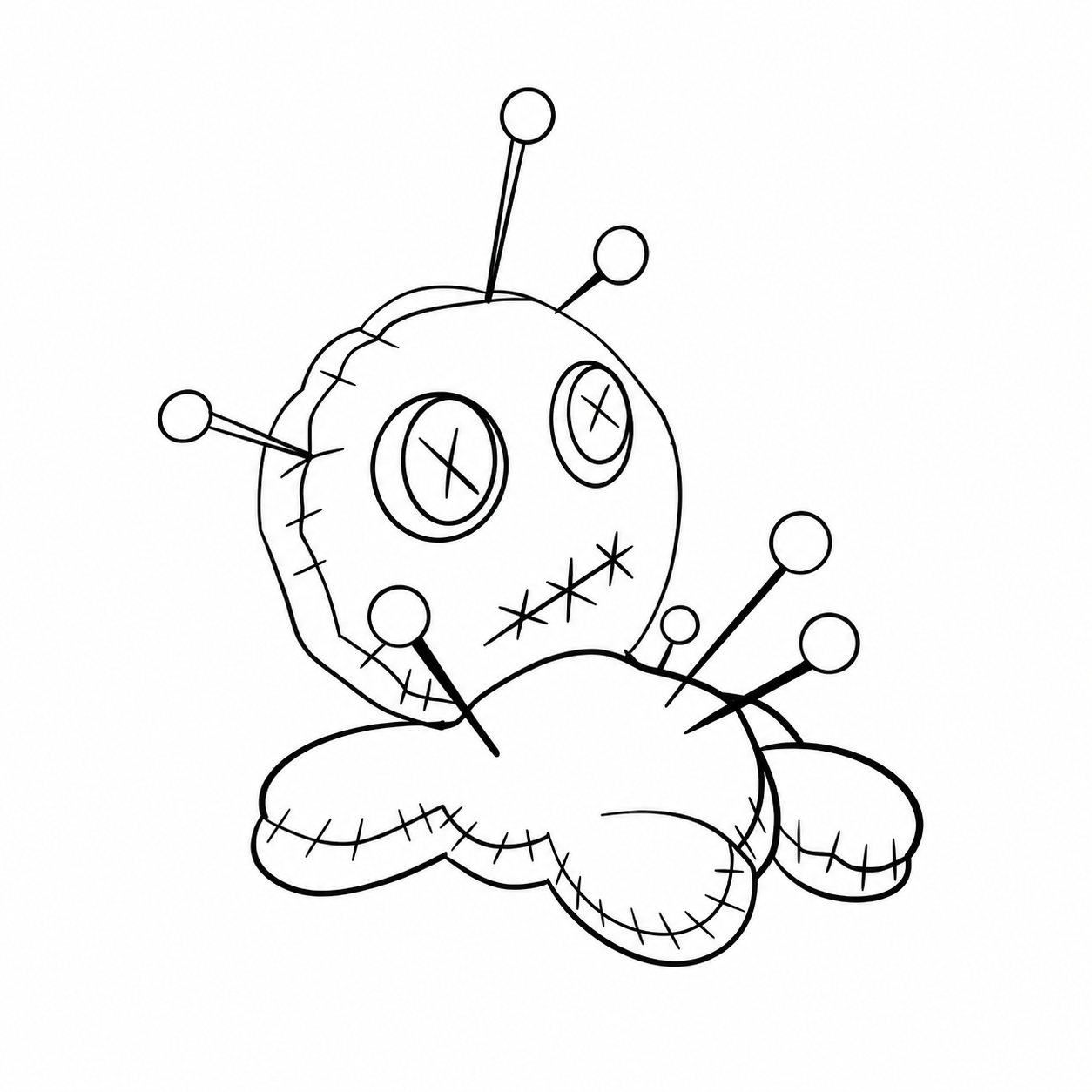 Stitched Pin Doll flash tattoo design by Owen