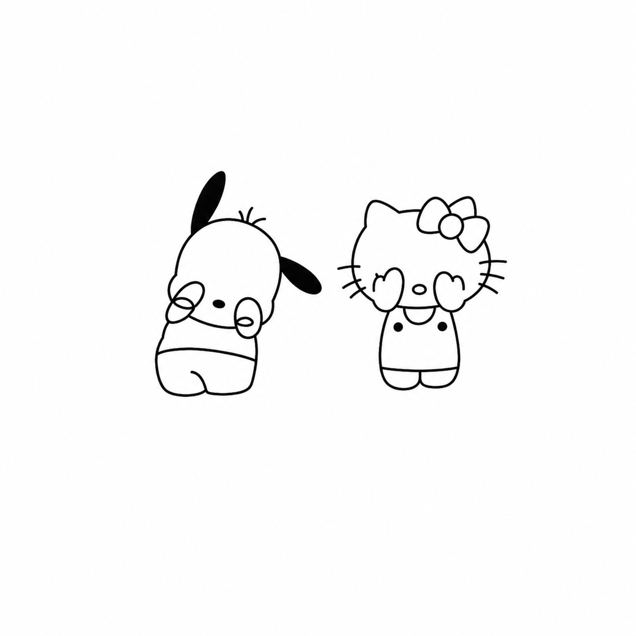 Dog & Bow Cat Pair flash tattoo design by Owen