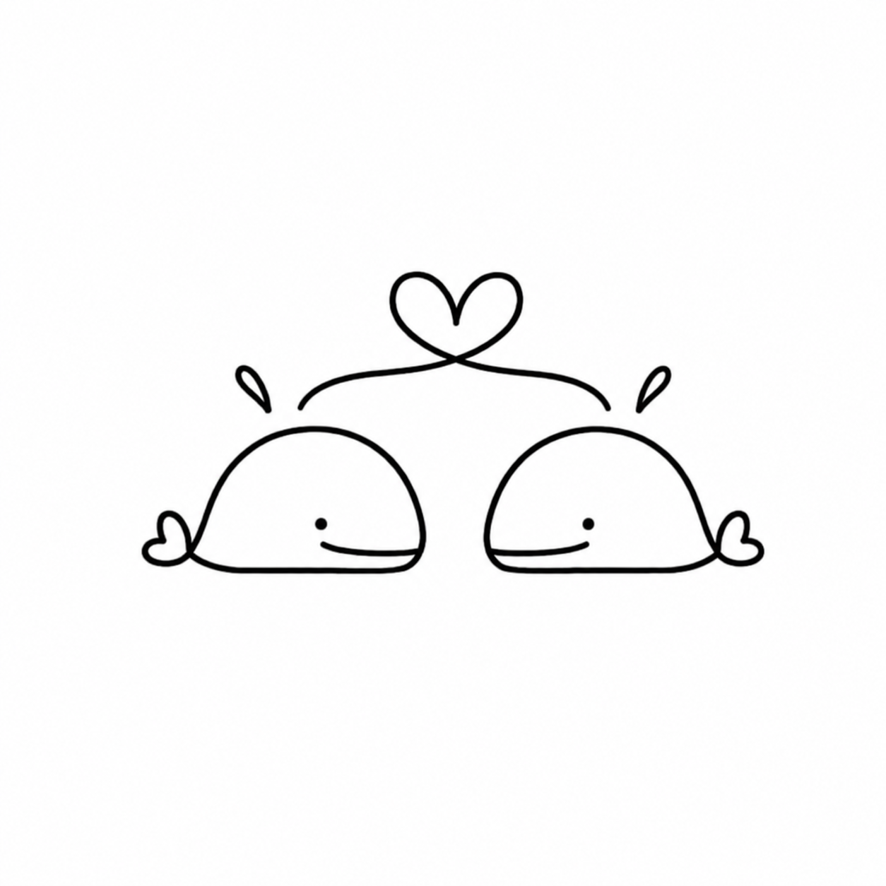 Heart Whale Pair flash tattoo design by Owen