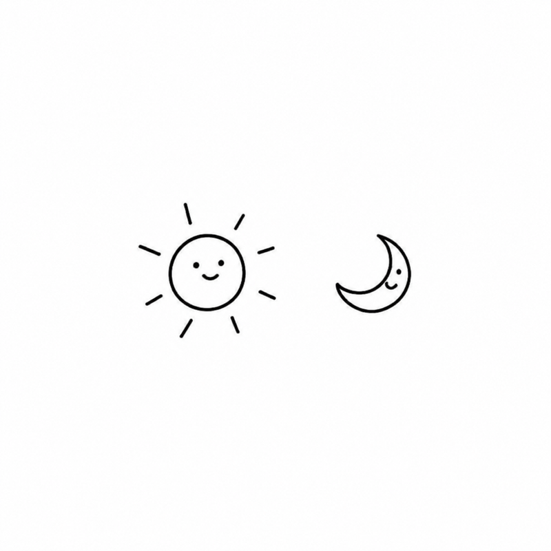 Sun & Moon Pair flash tattoo design by Owen