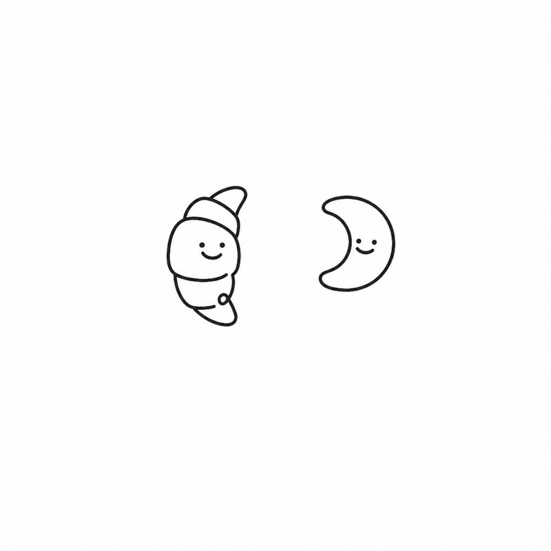 Pastry & Moon Pair flash tattoo design by Owen