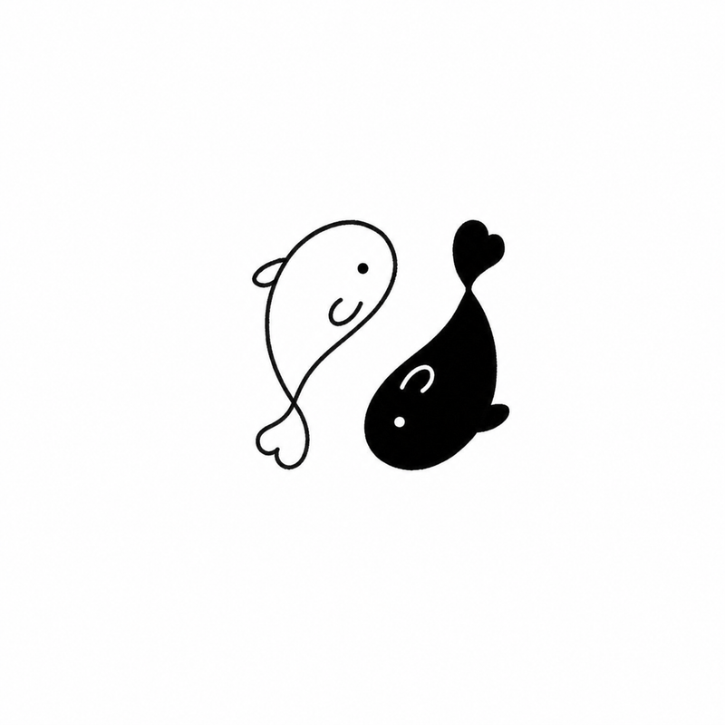Yin-Yang Fish flash tattoo design by Owen