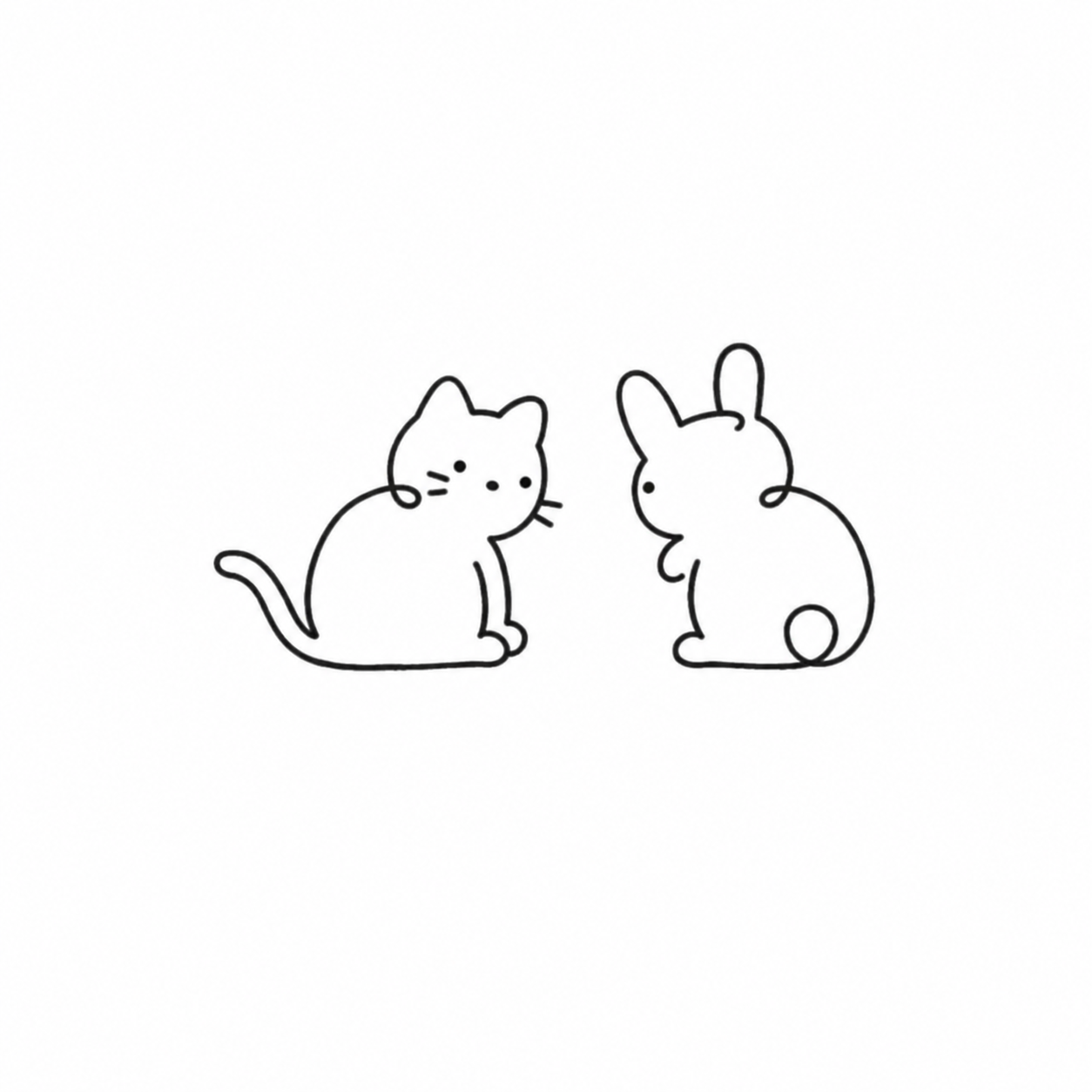 Cat & Bunny Pair flash tattoo design by Owen