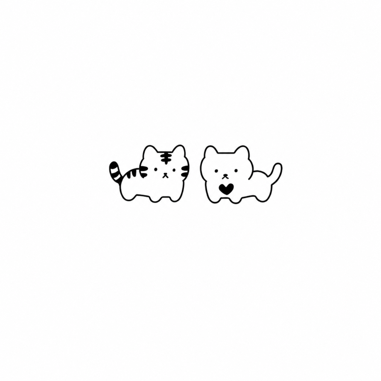 Tiger & Cat Pair flash tattoo design by Owen