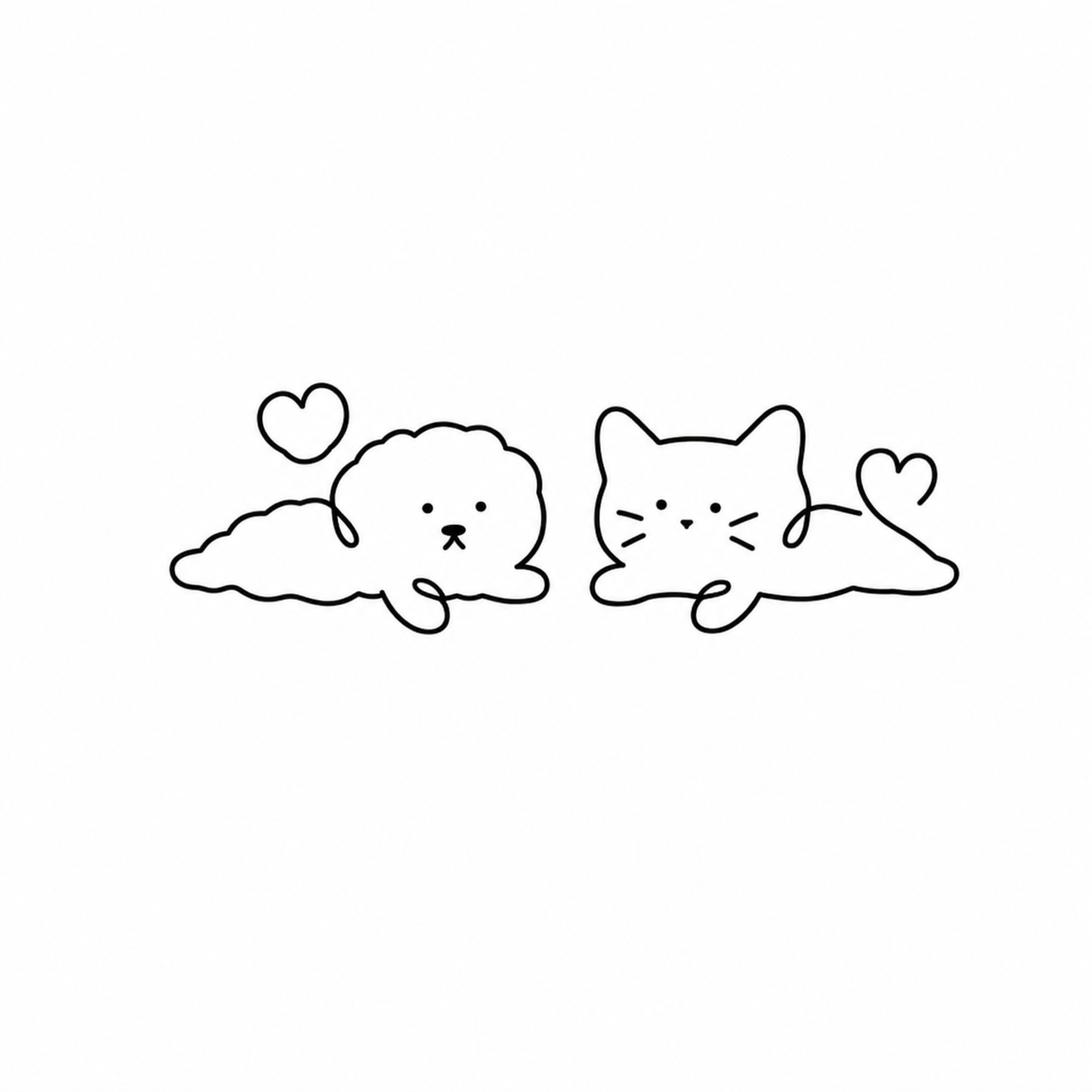 Seal & Cat Pair flash tattoo design by Owen