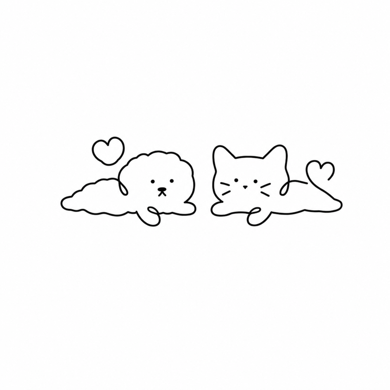 Seal & Cat Pair flash tattoo design by Owen