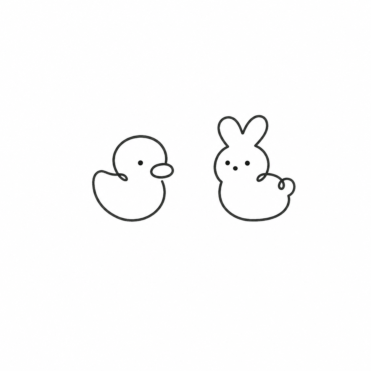 Duck & Bunny Pair flash tattoo design by Owen