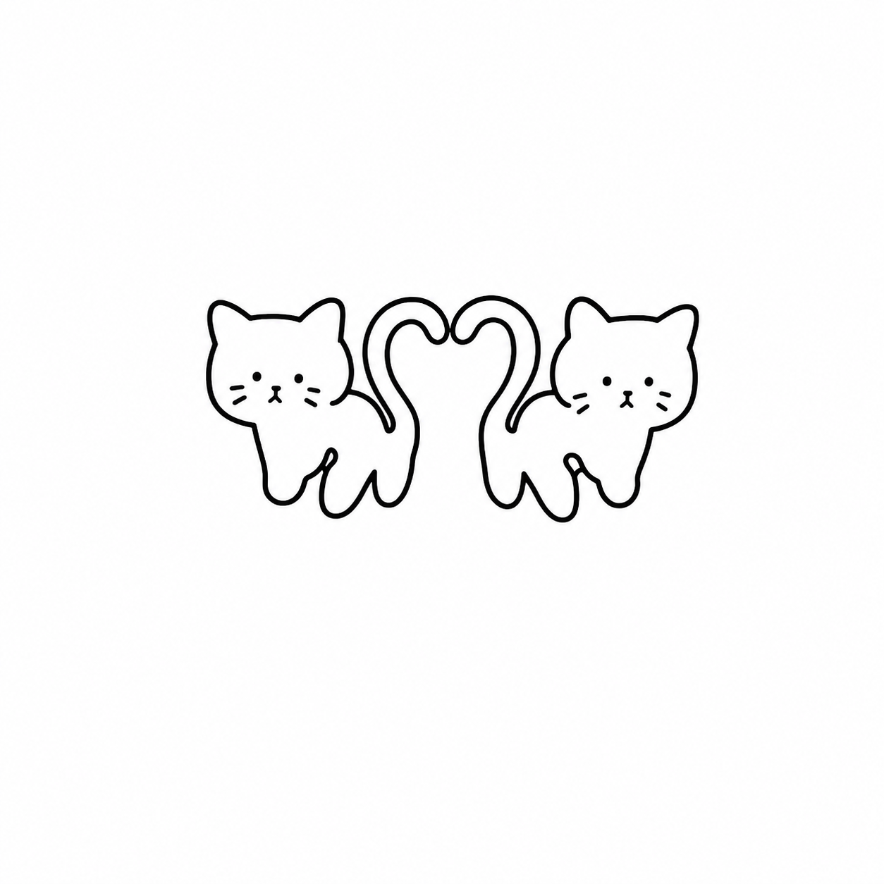 Heart-Tail Cats flash tattoo design by Owen