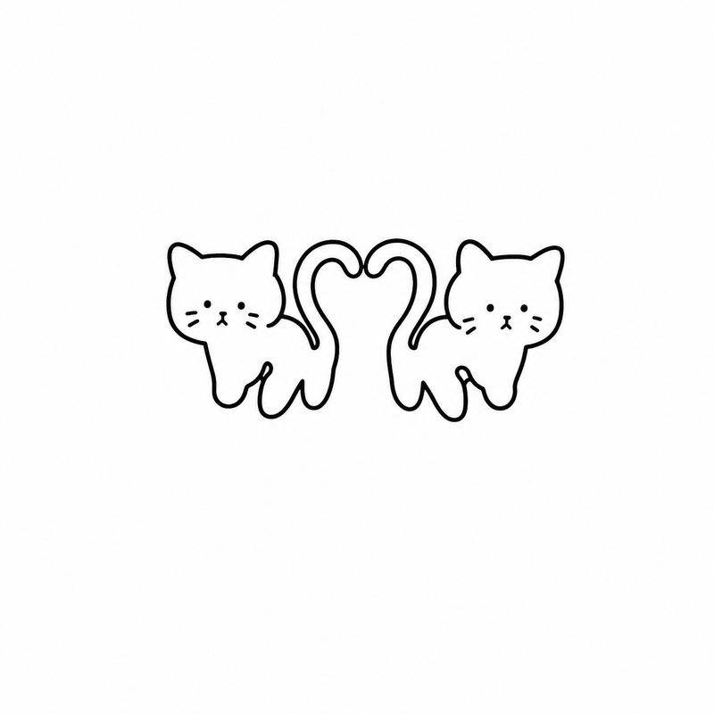 Heart-Tail Cats flash tattoo design by Owen